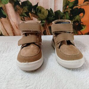 Kids Oshkosh B'gosh Toddler Sz 10 Tan, Blue & Camo Hagan Hi-Top Sneakers Boots